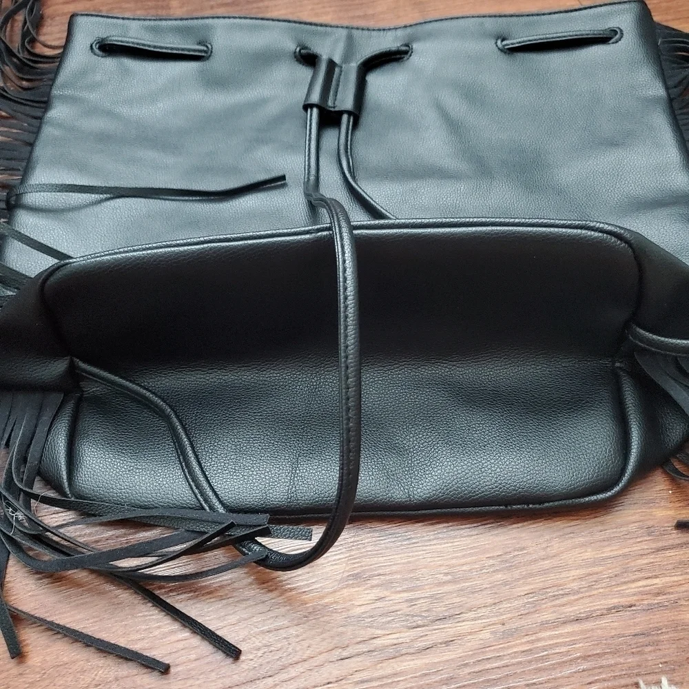 Victoria's Secret Fashion Show Black Leather  Backpack Backstage‎ Bag